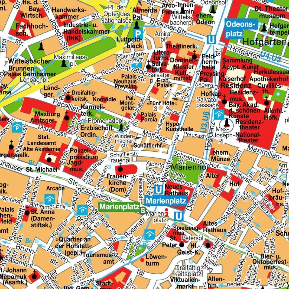 straat kaart van münchen stad sentrum