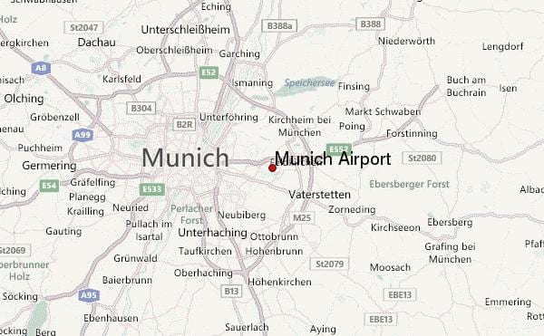 kaart van münchen en die omliggende gebied