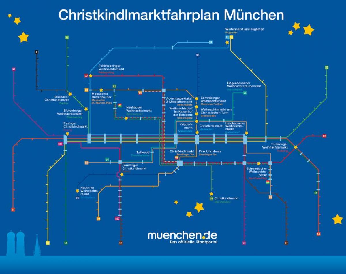 Kaart van münchen kersfees markte