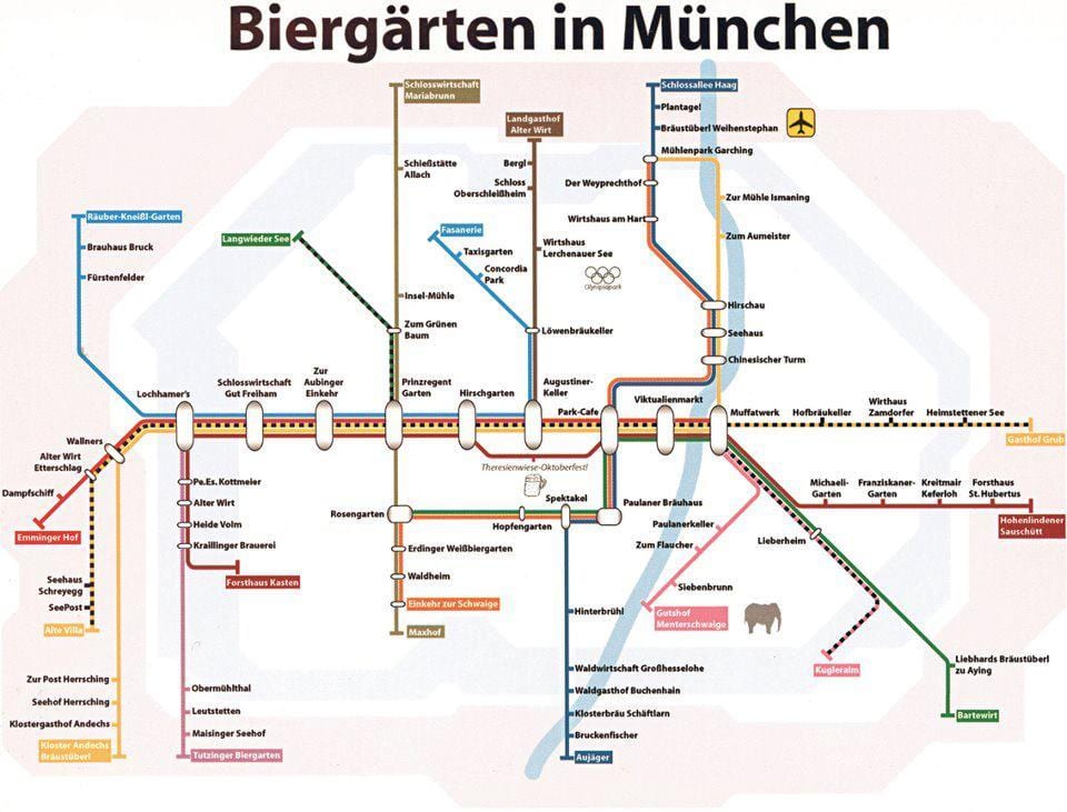 Kaart van münchen bier tuin