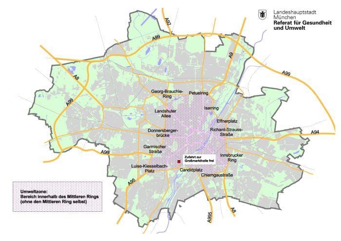 Kaart van münchen groen sone