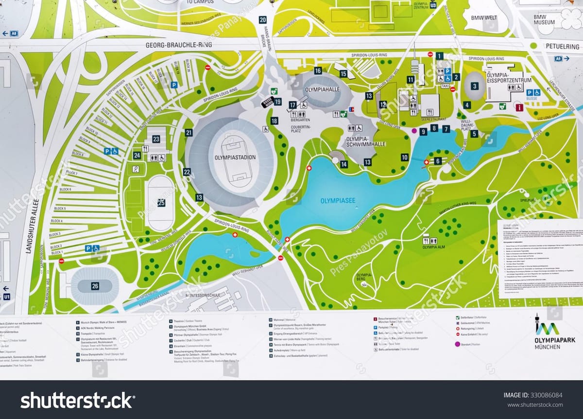 Kaart van die münchen olimpiese park