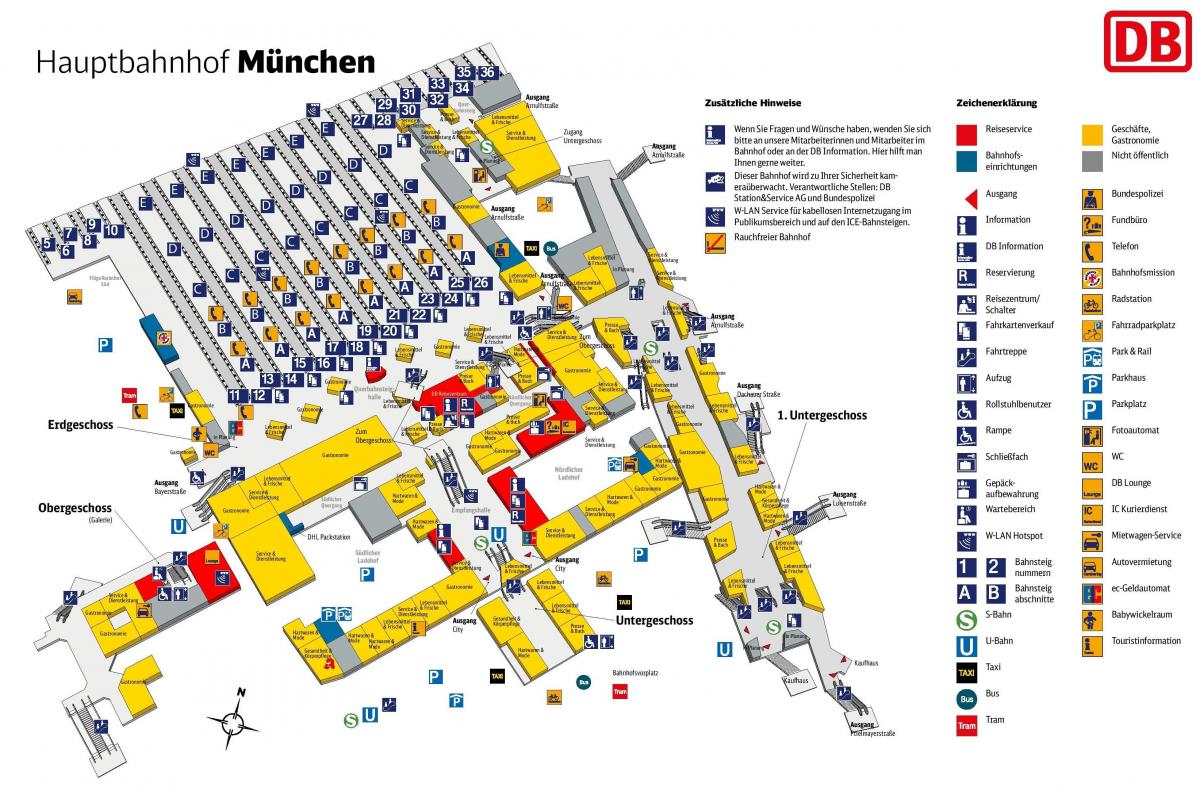 Kaart van münchen hbf-stasie