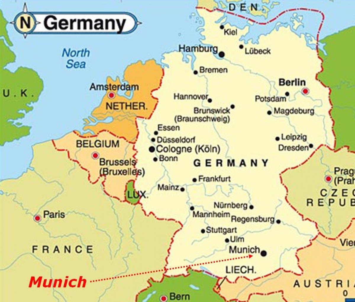 Kaart van münchen-europa