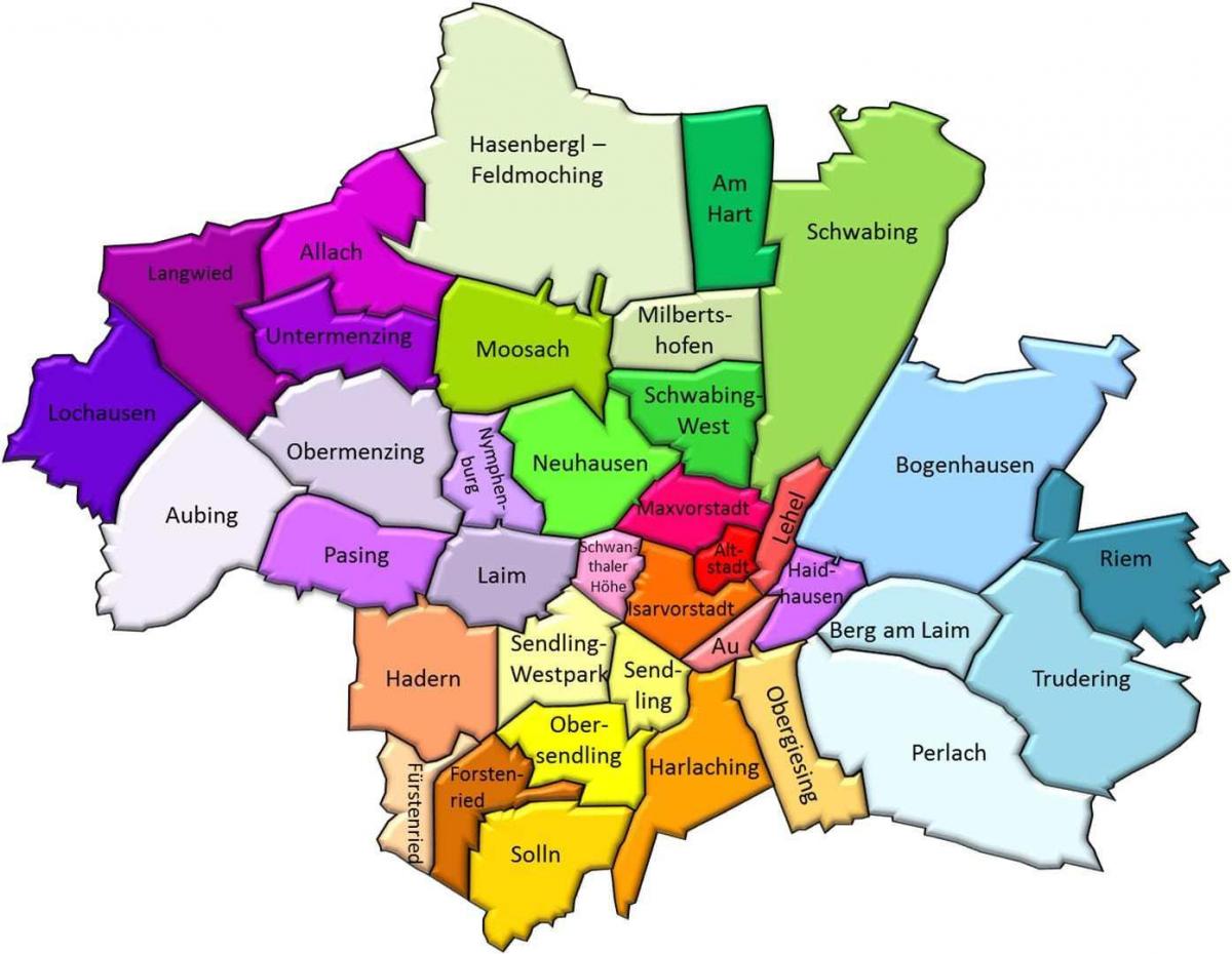 münchen distrikte kaart