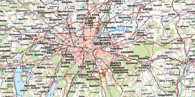 Kaart van münchen en omliggende stede