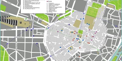 Toeriste kaart van die münchen-aantreklikhede