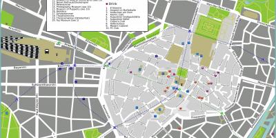 Toeriste kaart van die münchen-aantreklikhede